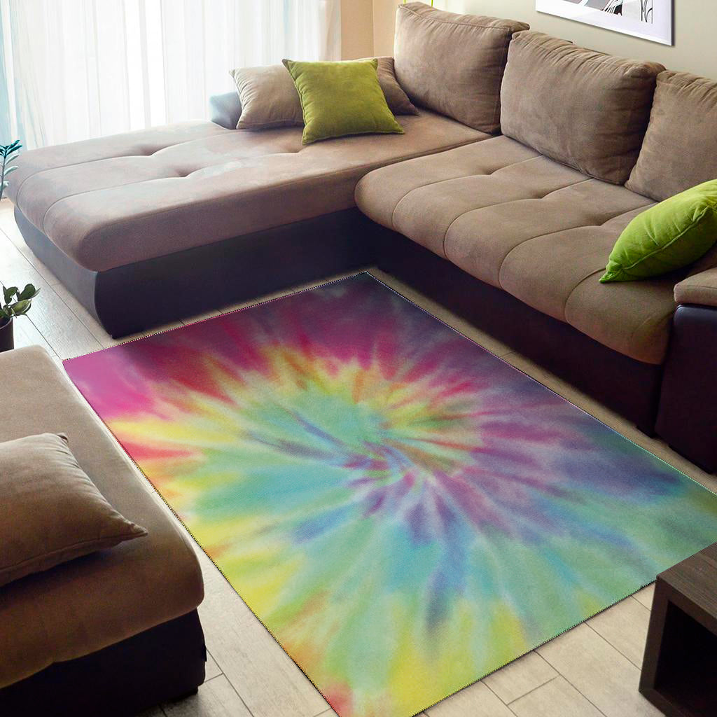 Pastel Spiral Tie Dye Print Area Rug