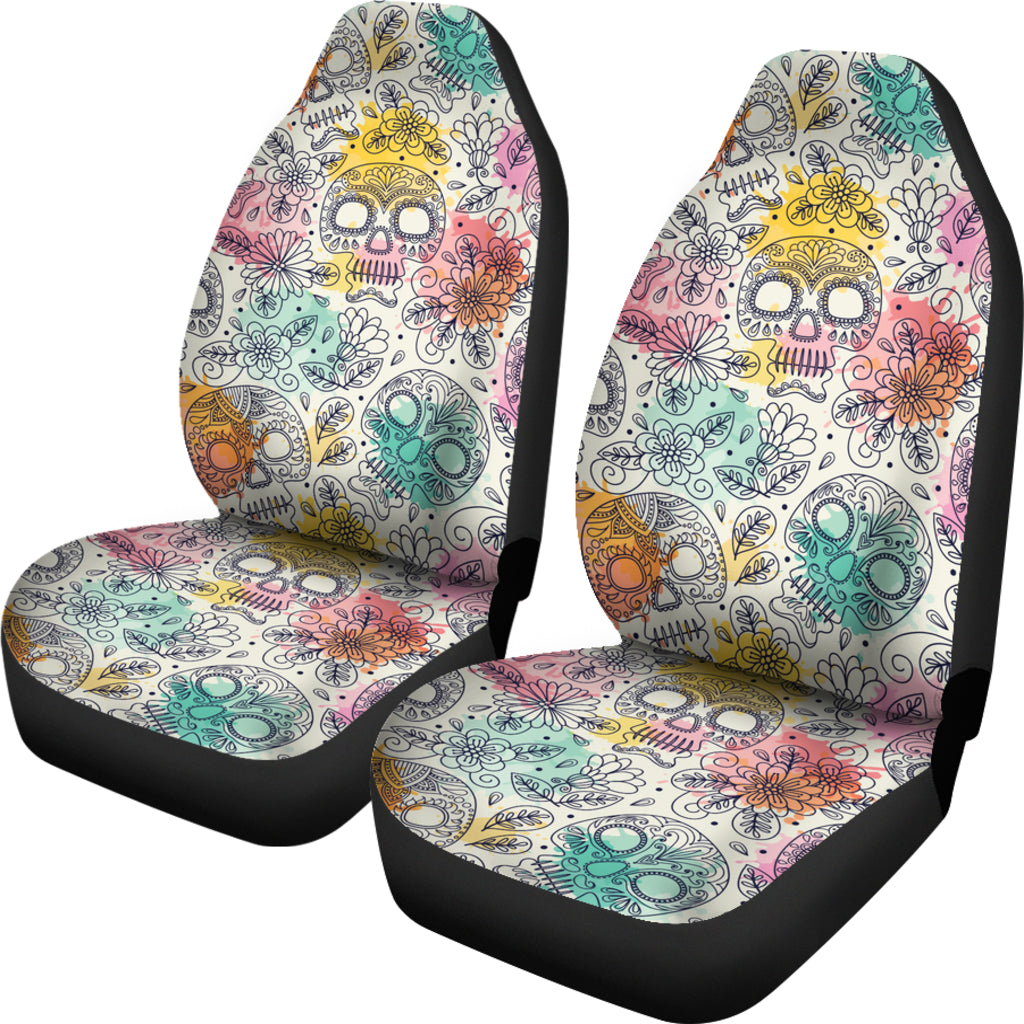 Pastel Sugar Skull Universal Fit Car Seat Covers