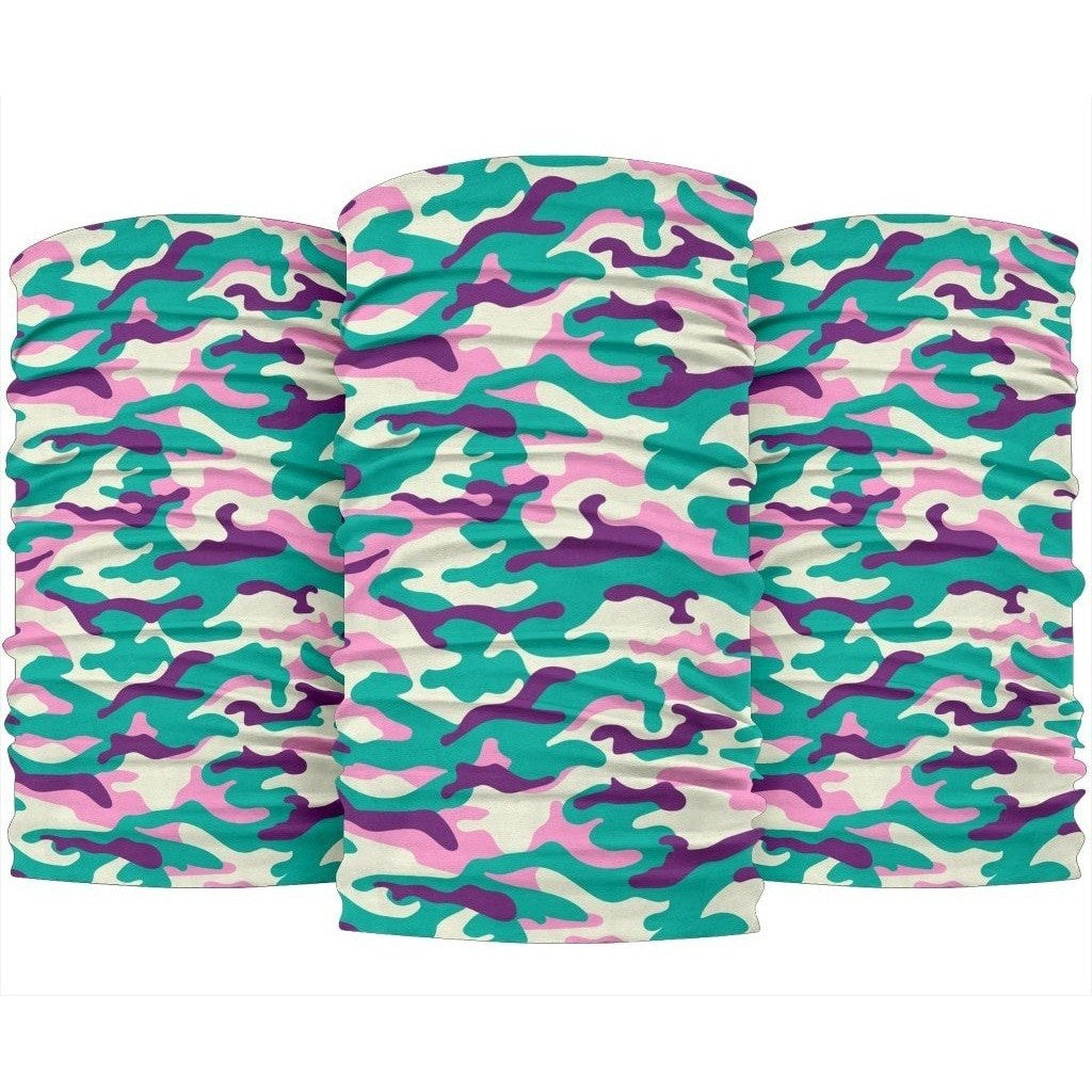 Pastel Teal And Purple Camouflage Print 3-Pack Bandanas