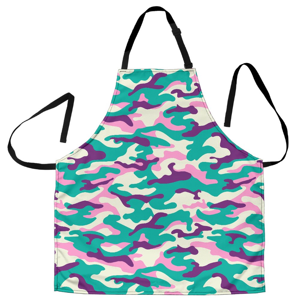 Pastel Teal And Purple Camouflage Print Men's Apron