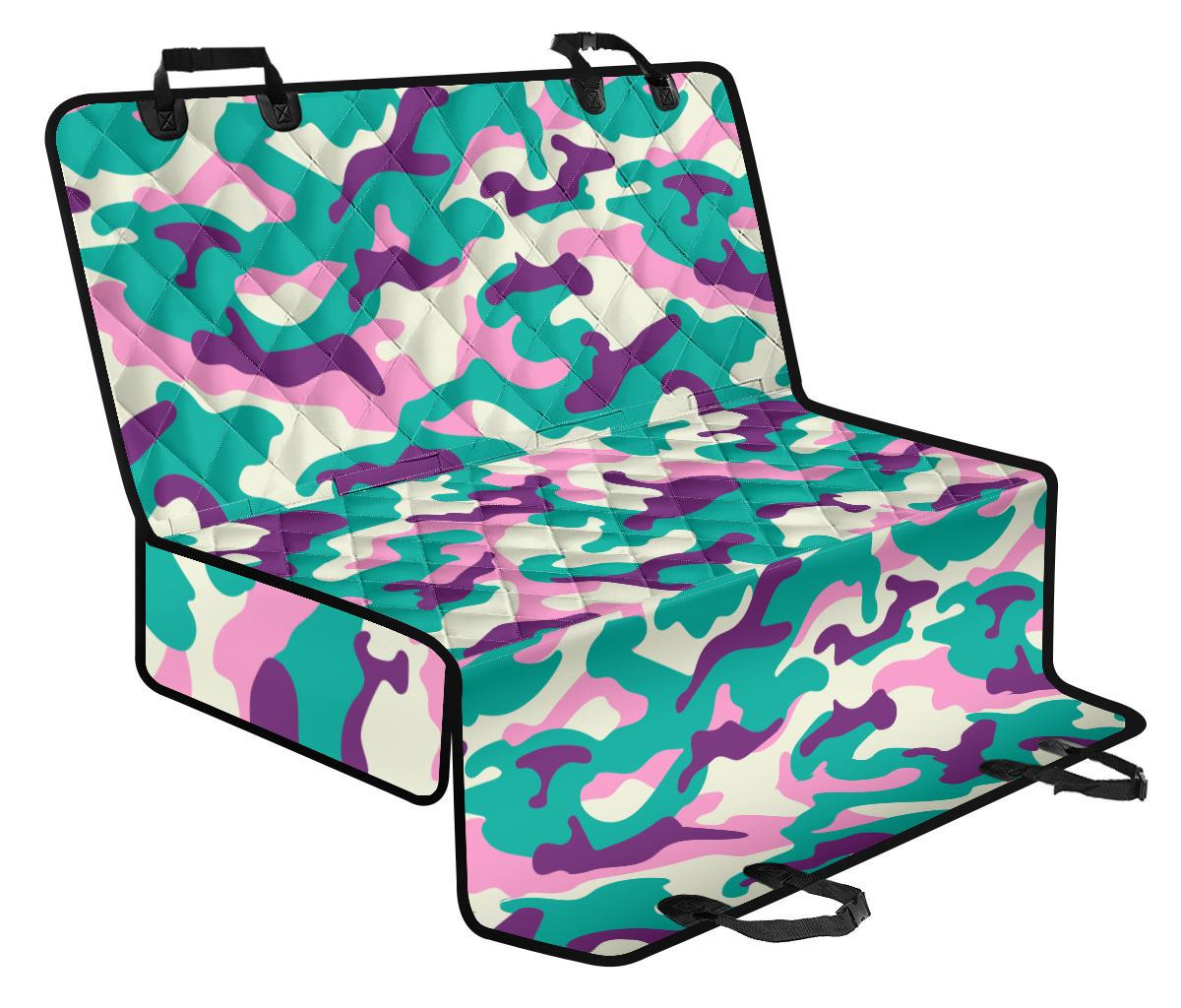 Pastel Teal And Purple Camouflage Print Pet Car Back Seat Cover