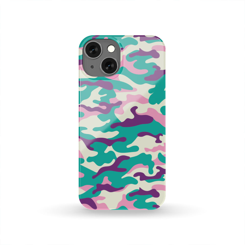 Pastel Teal And Purple Camouflage Print Phone Case