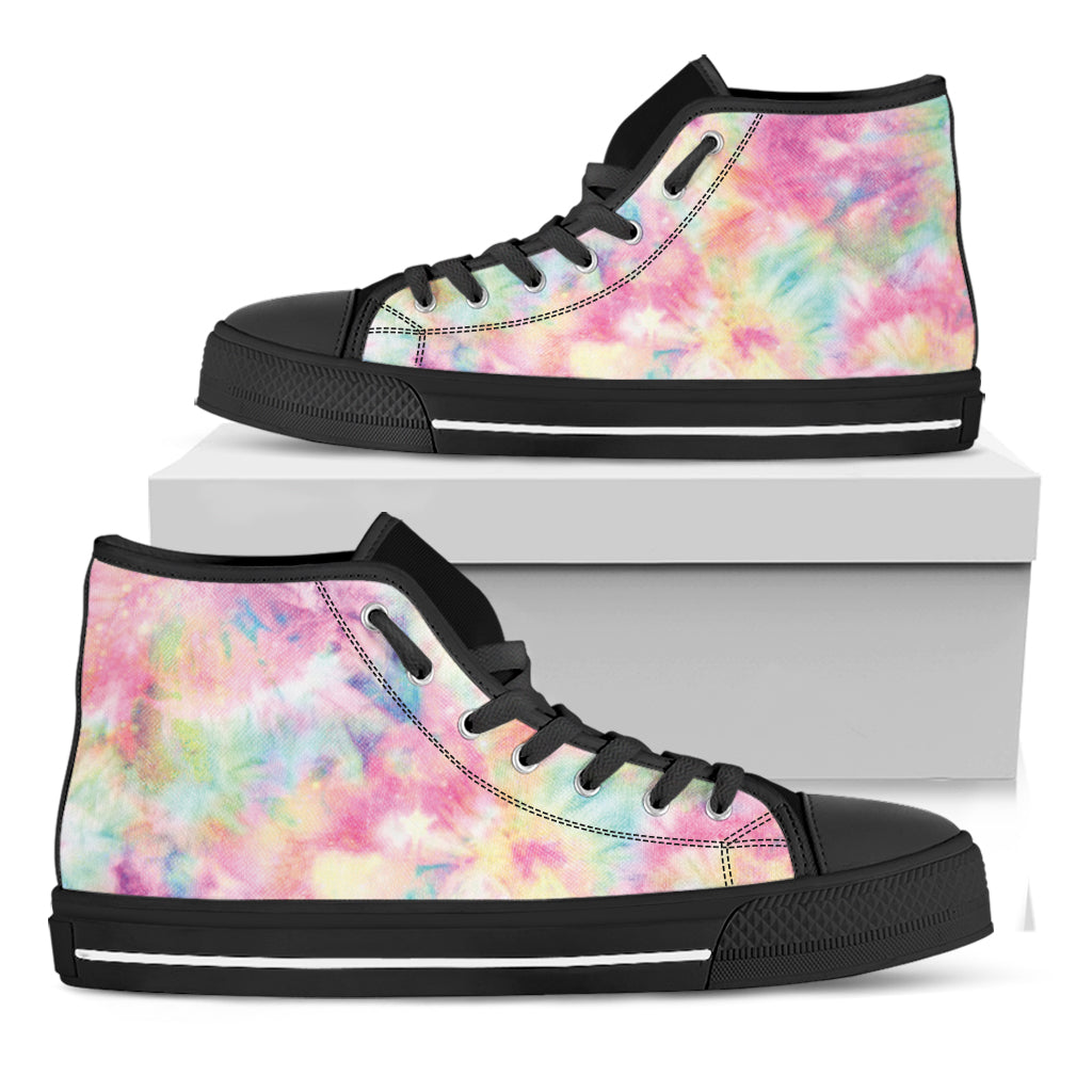 Pastel Tie Dye Print Black High Top Shoes