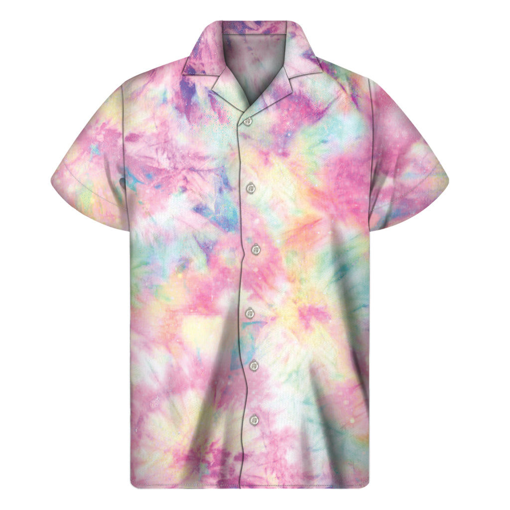 Pastel Tie Dye Print Men's Short Sleeve Shirt