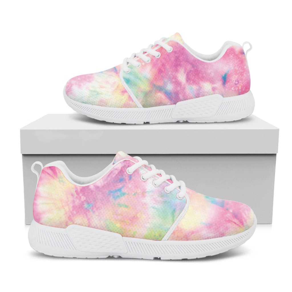 Pastel Tie Dye Print White Athletic Shoes