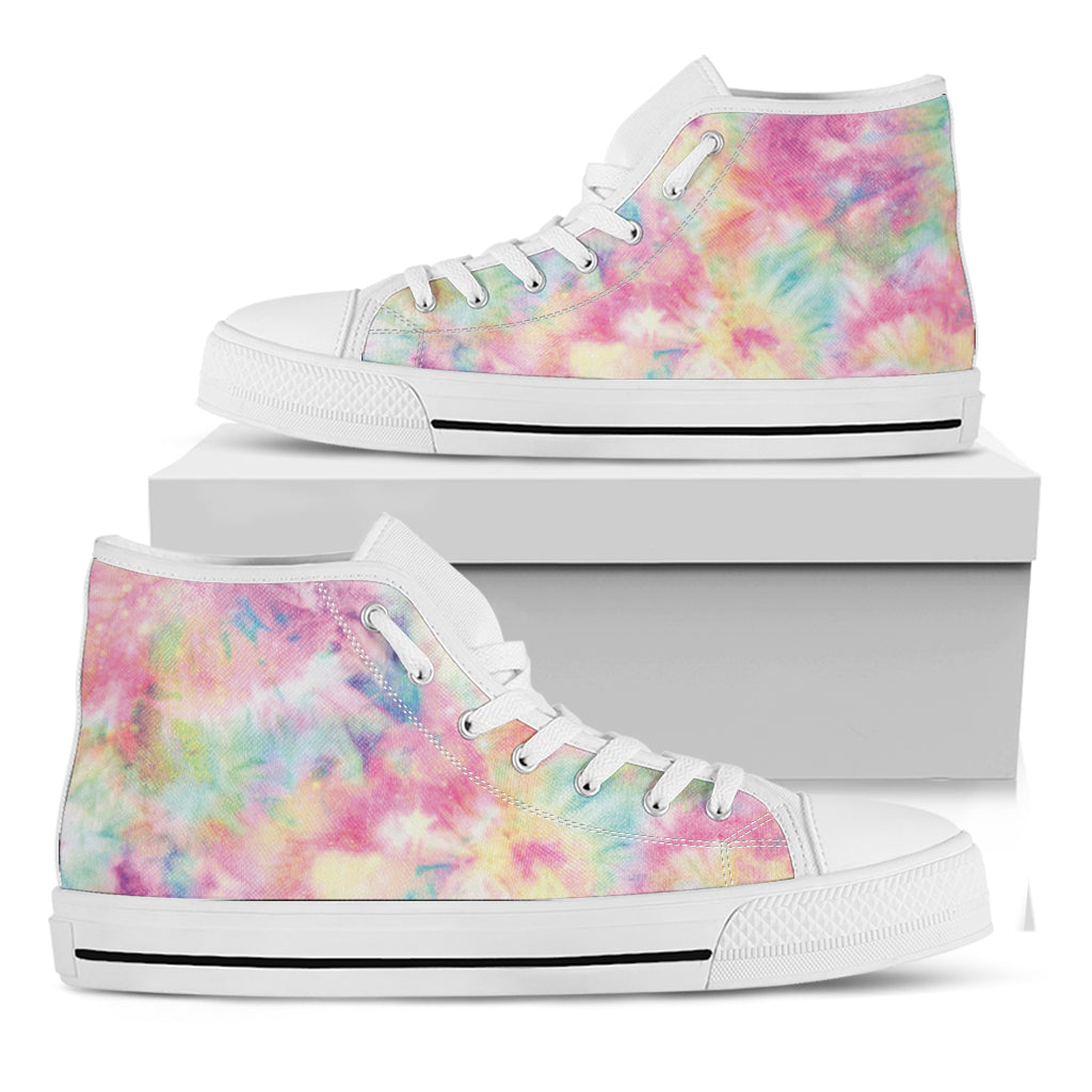 Pastel Tie Dye Print White High Top Shoes