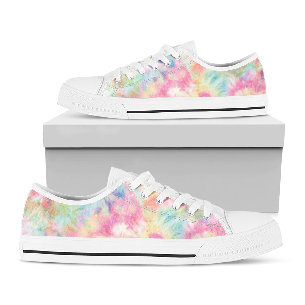 Pastel Tie Dye Print White Low Top Shoes