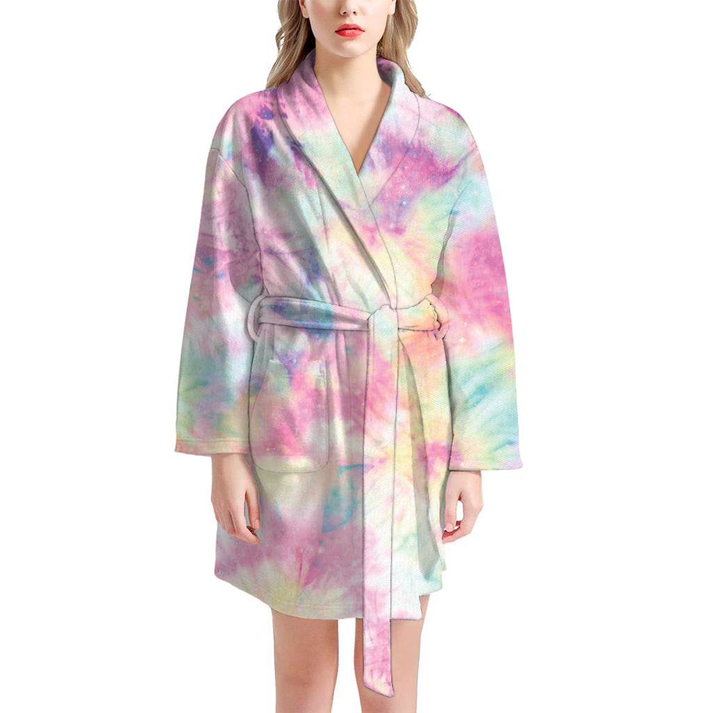 Pastel Tie Dye Print Women's Bathrobe