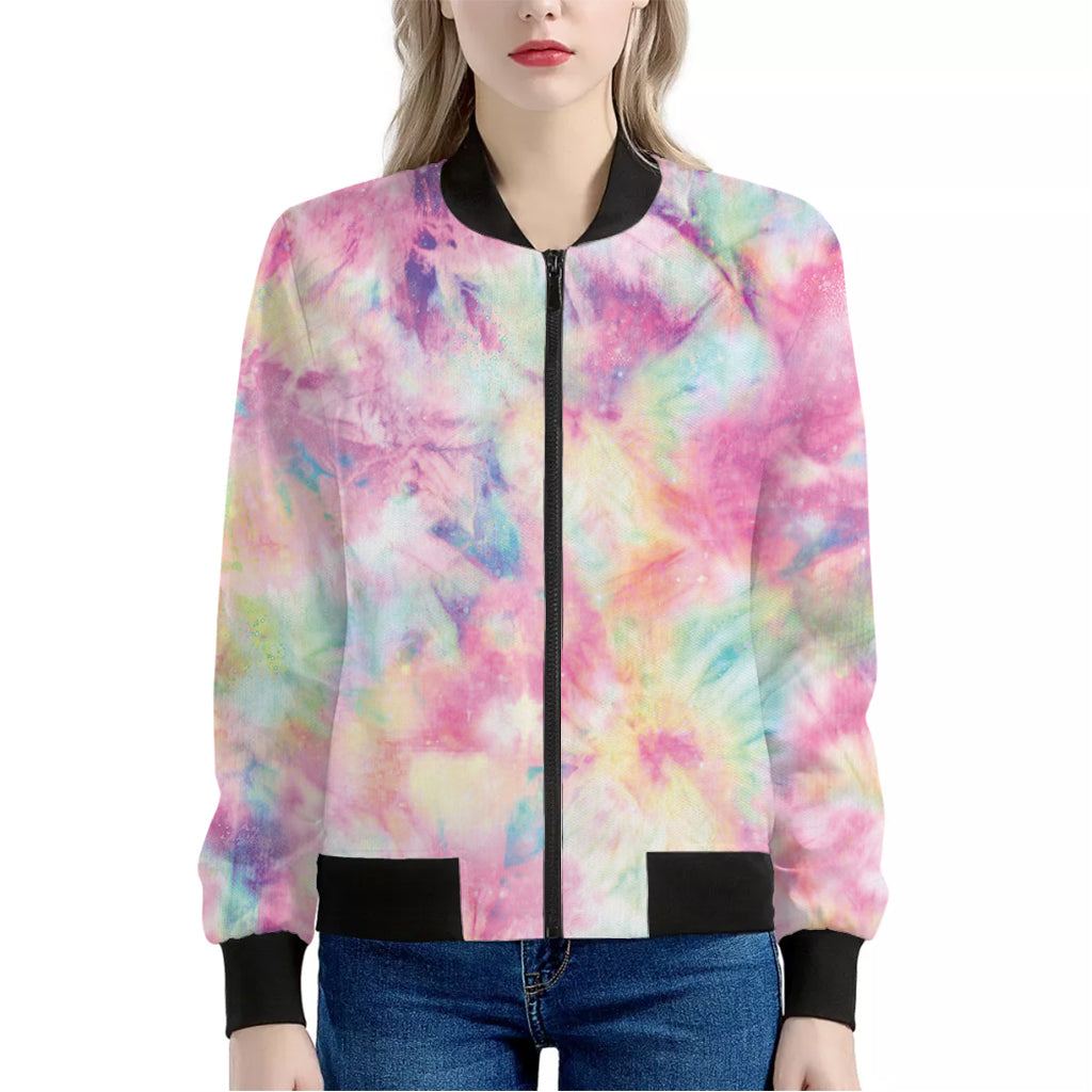 Pastel Tie Dye Print Women's Bomber Jacket