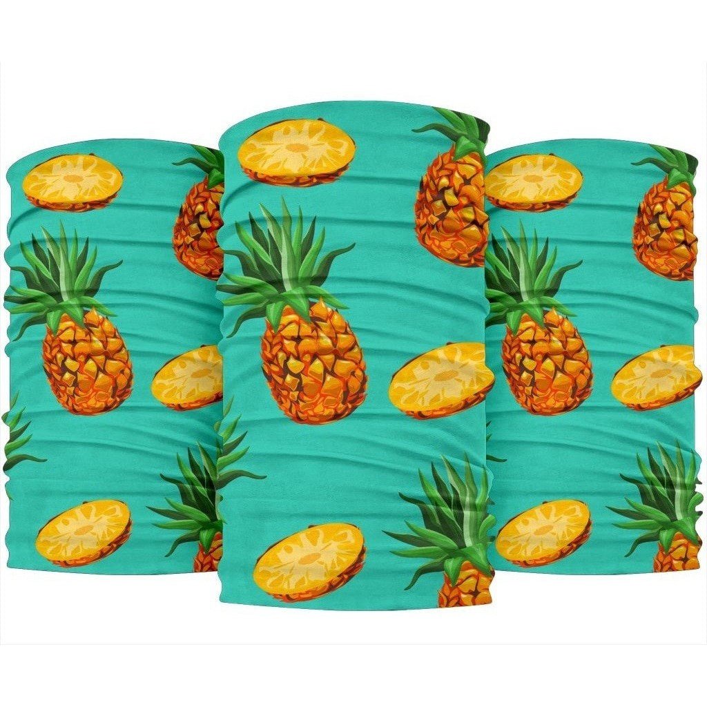 Pastel Turquoise Pineapple Pattern Print 3-Pack Bandanas