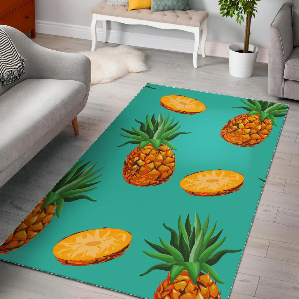 Pastel Turquoise Pineapple Pattern Print Area Rug