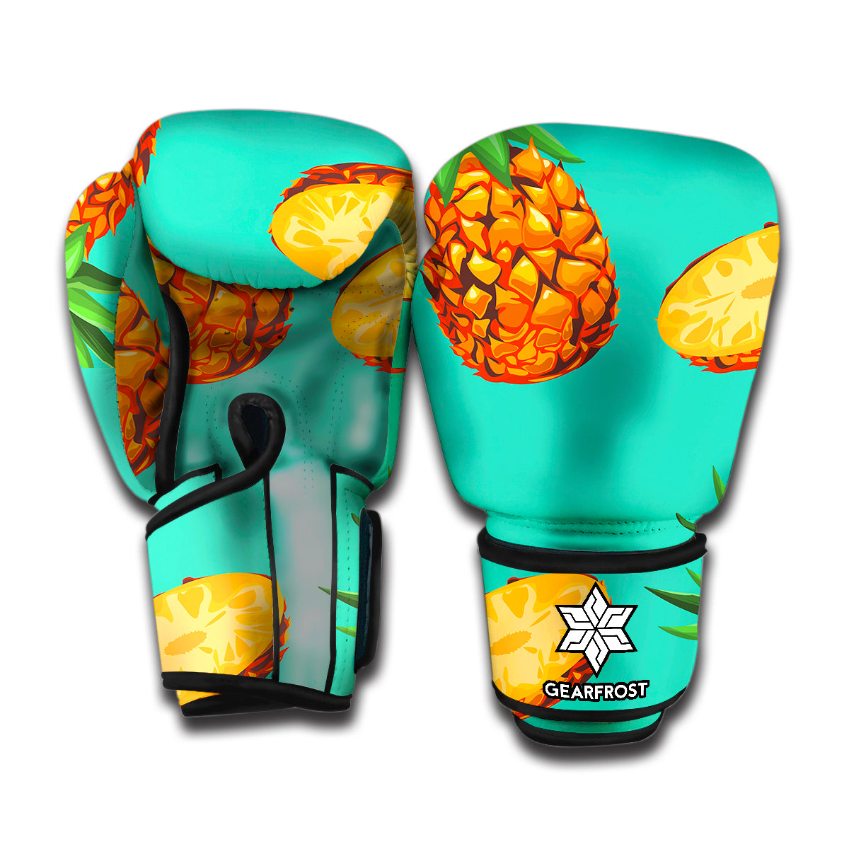 Pastel Turquoise Pineapple Pattern Print Boxing Gloves