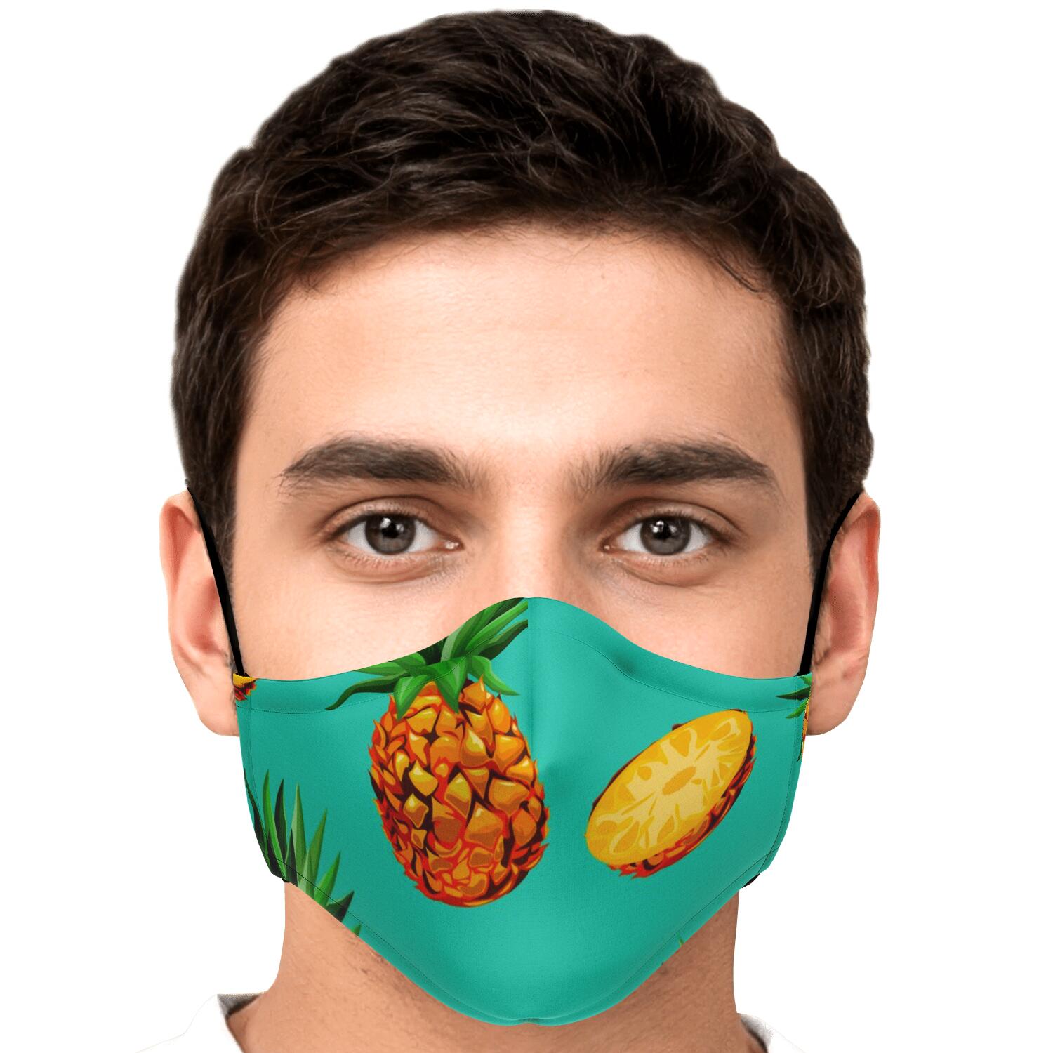 Pastel Turquoise Pineapple Pattern Print Face Mask