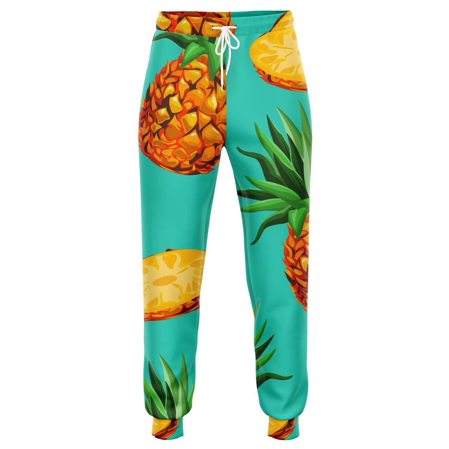 Pastel Turquoise Pineapple Pattern Print Jogger Pants