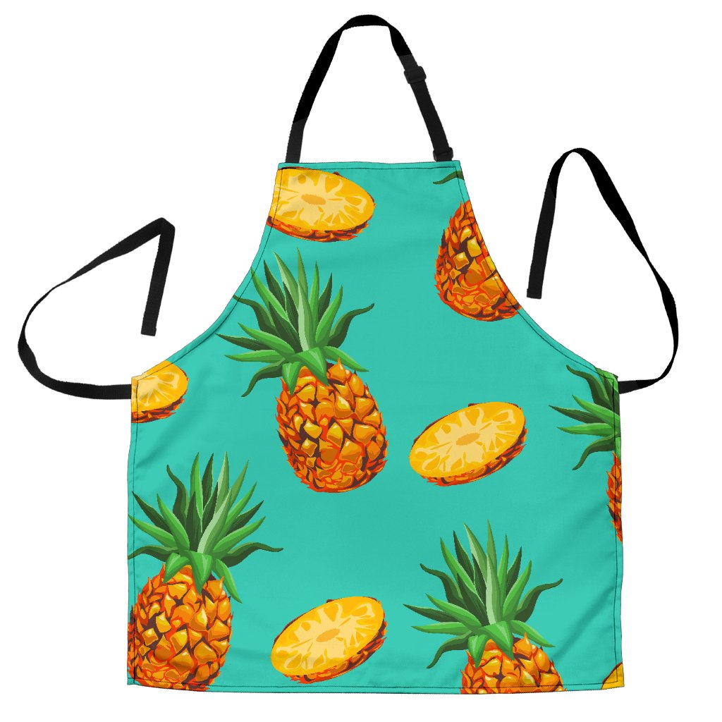 Pastel Turquoise Pineapple Pattern Print Men's Apron