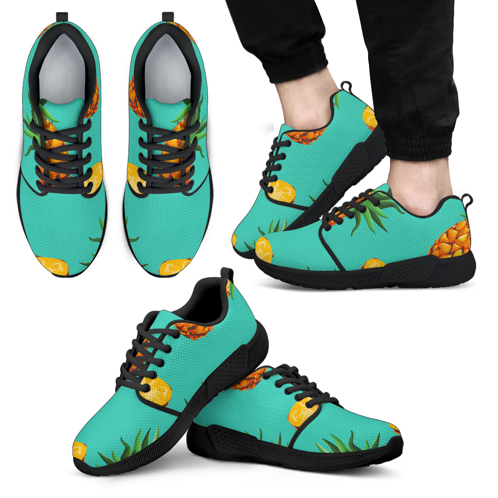 Pastel Turquoise Pineapple Pattern Print Men's Athletic Shoes