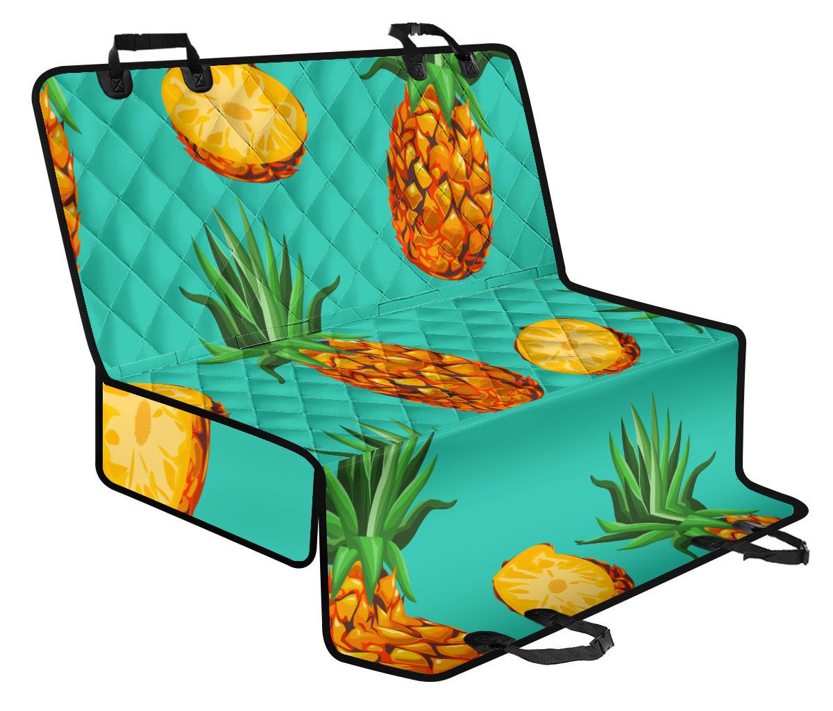 Pastel Turquoise Pineapple Pattern Print Pet Car Back Seat Cover