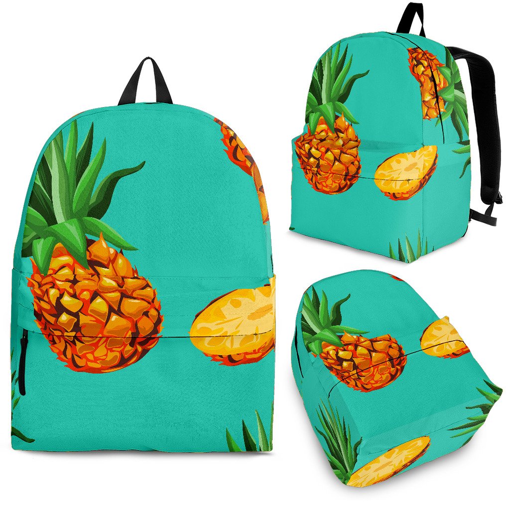 Pastel Turquoise Pineapple Pattern Print School Backpack