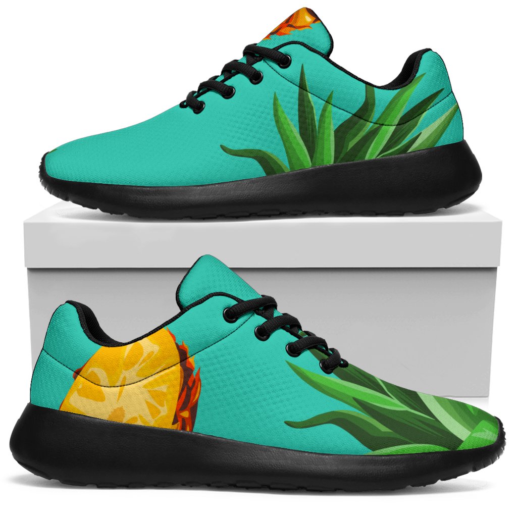 Pastel Turquoise Pineapple Pattern Print Sport Sneakers