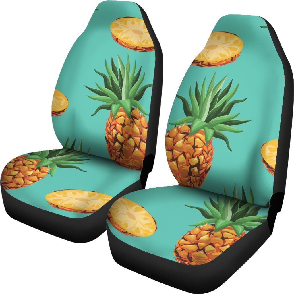 Pastel Turquoise Pineapple Pattern Print Universal Fit Car Seat Covers