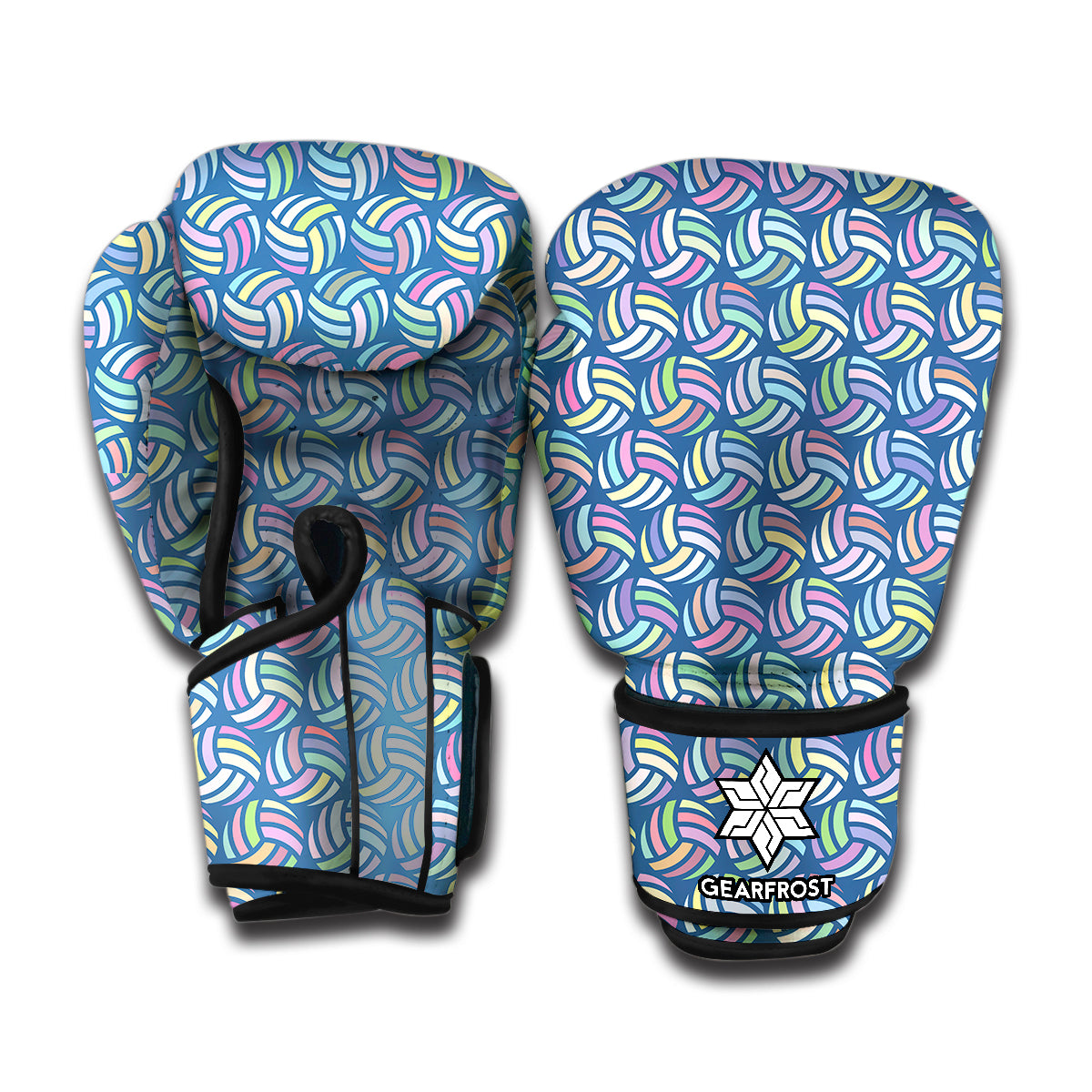 Pastel Volleyball Pattern Print Boxing Gloves