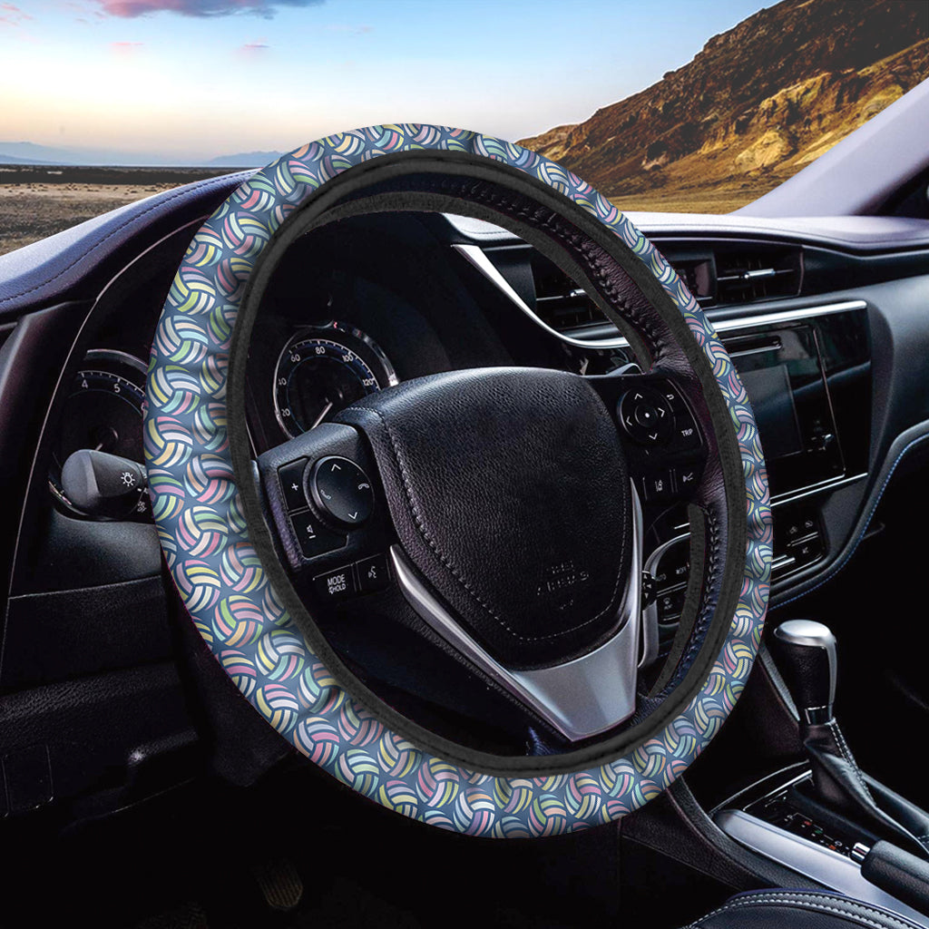 Pastel Volleyball Pattern Print Car Steering Wheel Cover