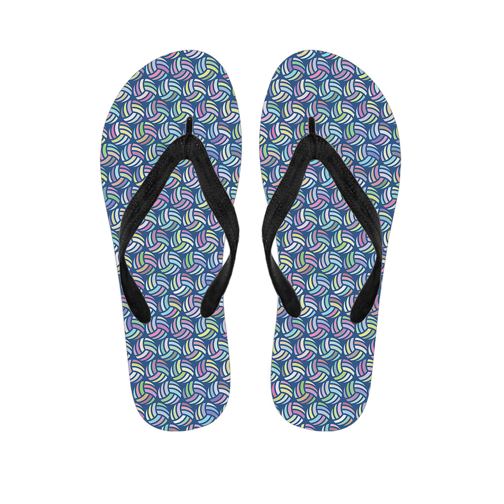 Pastel Volleyball Pattern Print Flip Flops