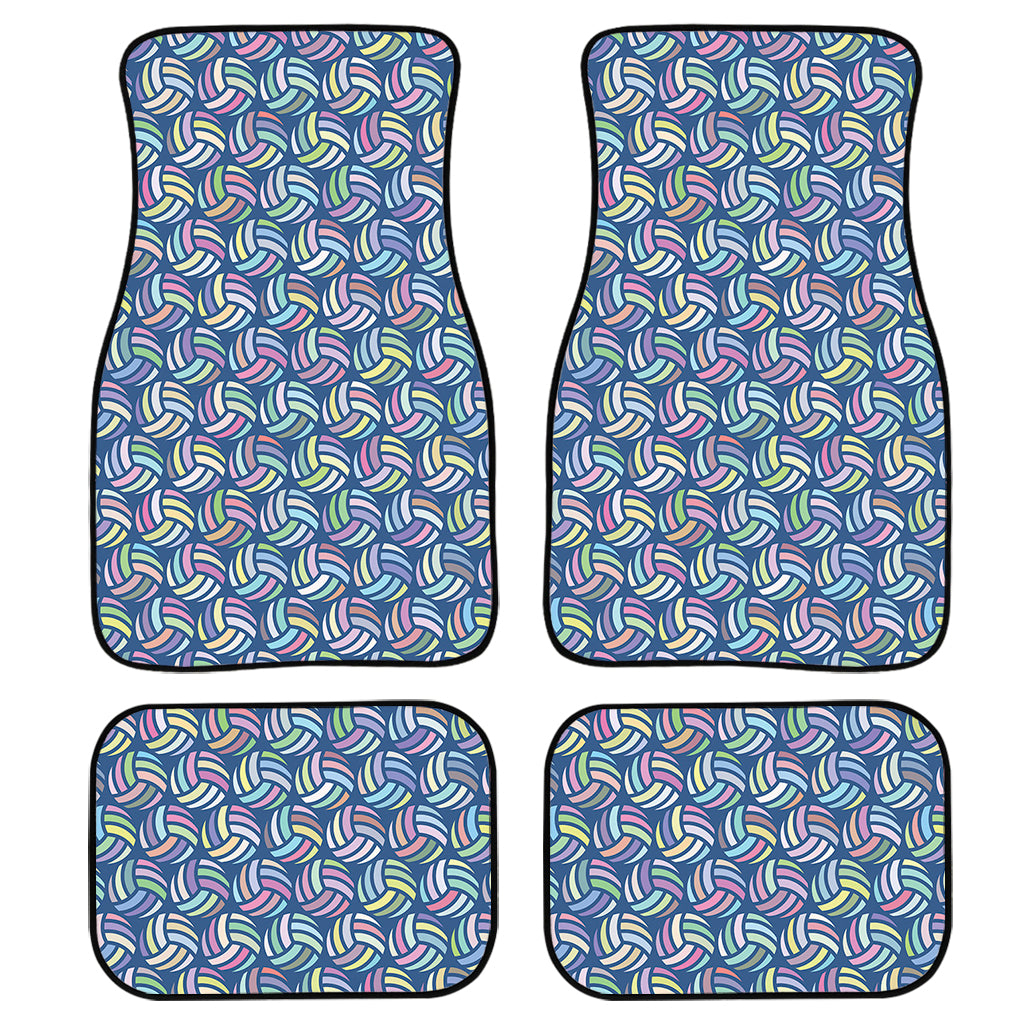 Pastel Volleyball Pattern Print Front and Back Car Floor Mats