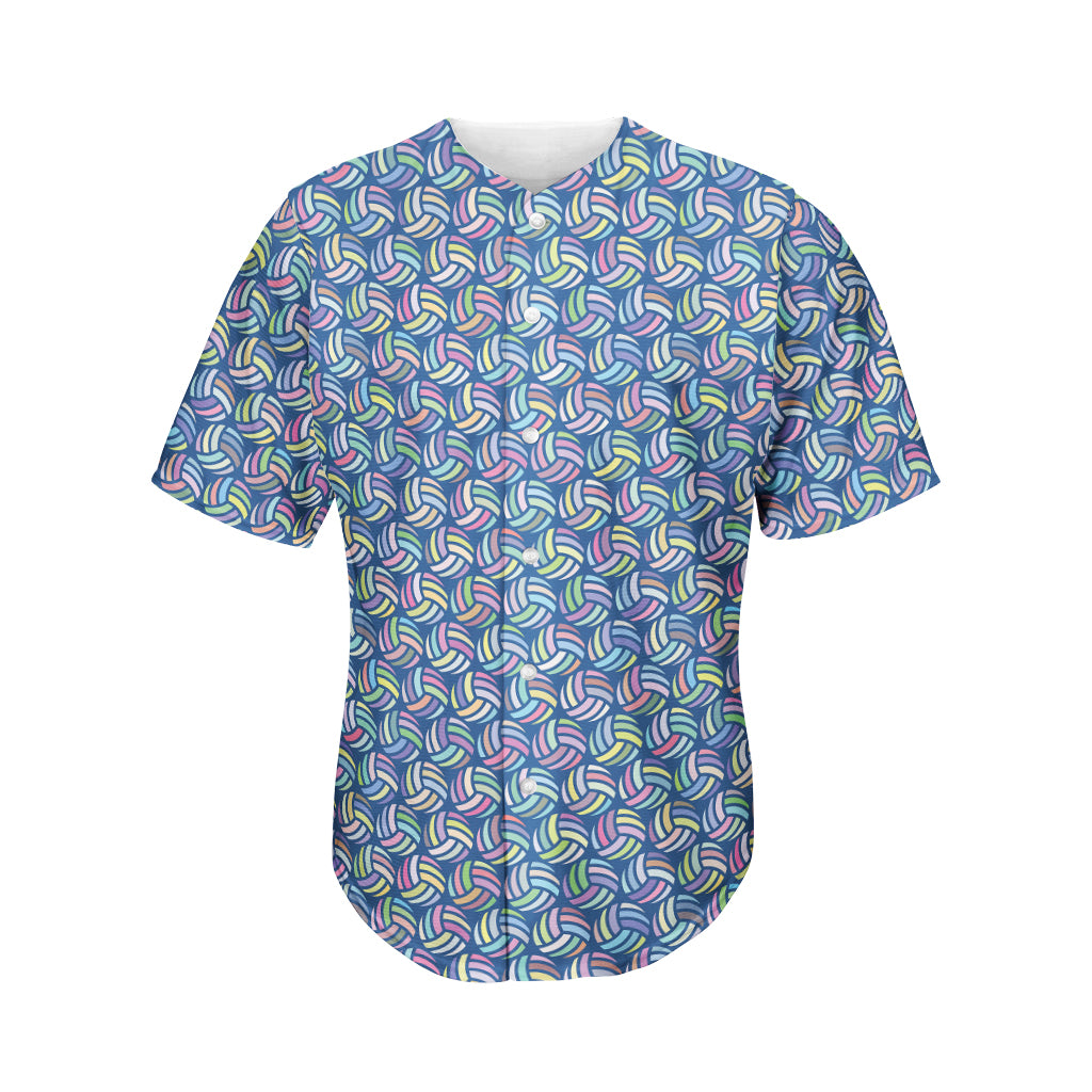 Pastel Volleyball Pattern Print Men's Baseball Jersey