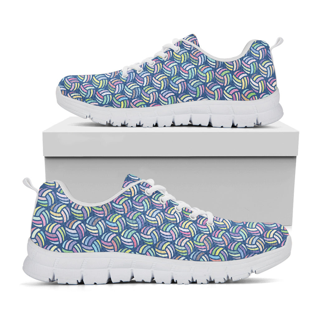 Pastel Volleyball Pattern Print White Sneakers