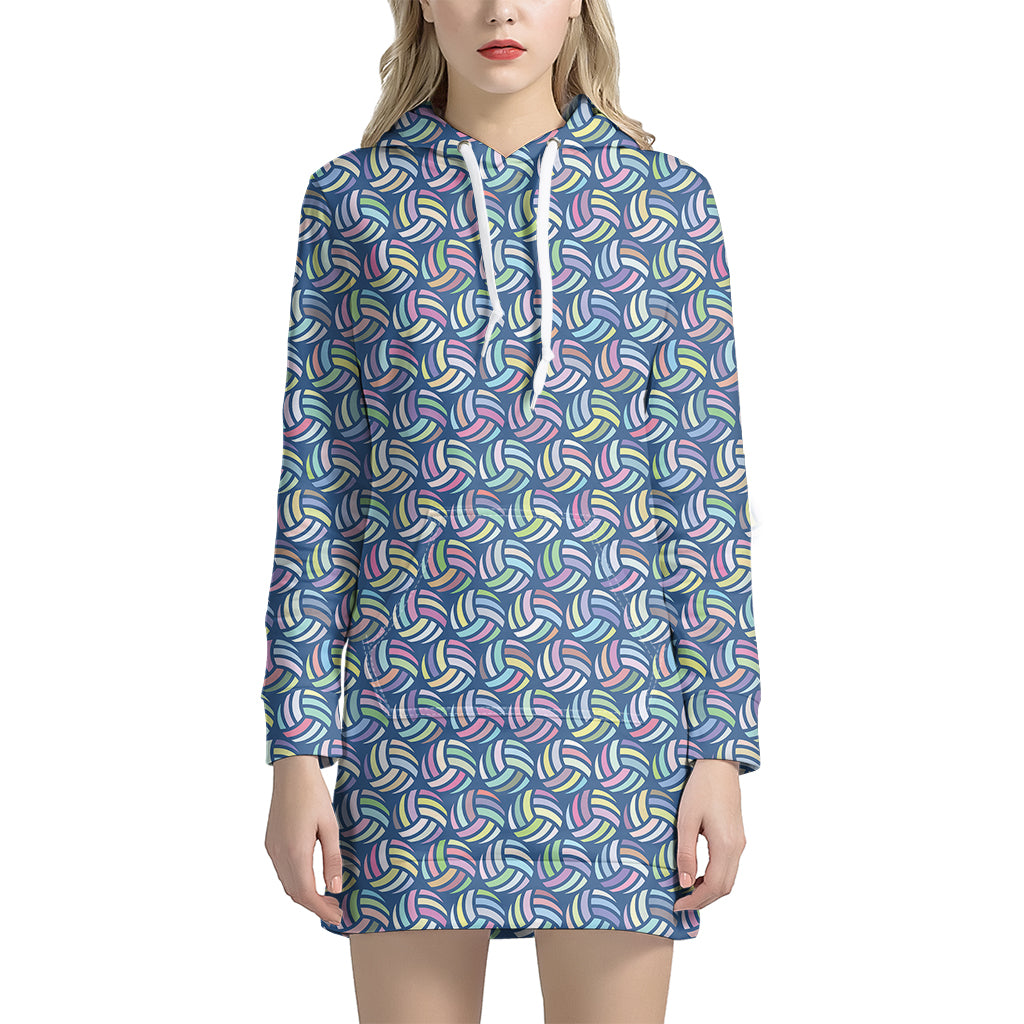 Pastel Volleyball Pattern Print Women's Pullover Hoodie Dress