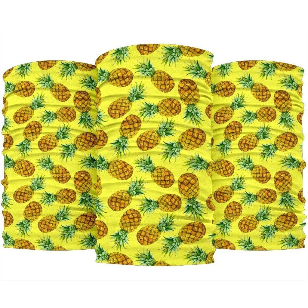 Pastel Yellow Pineapple Pattern Print 3-Pack Bandanas