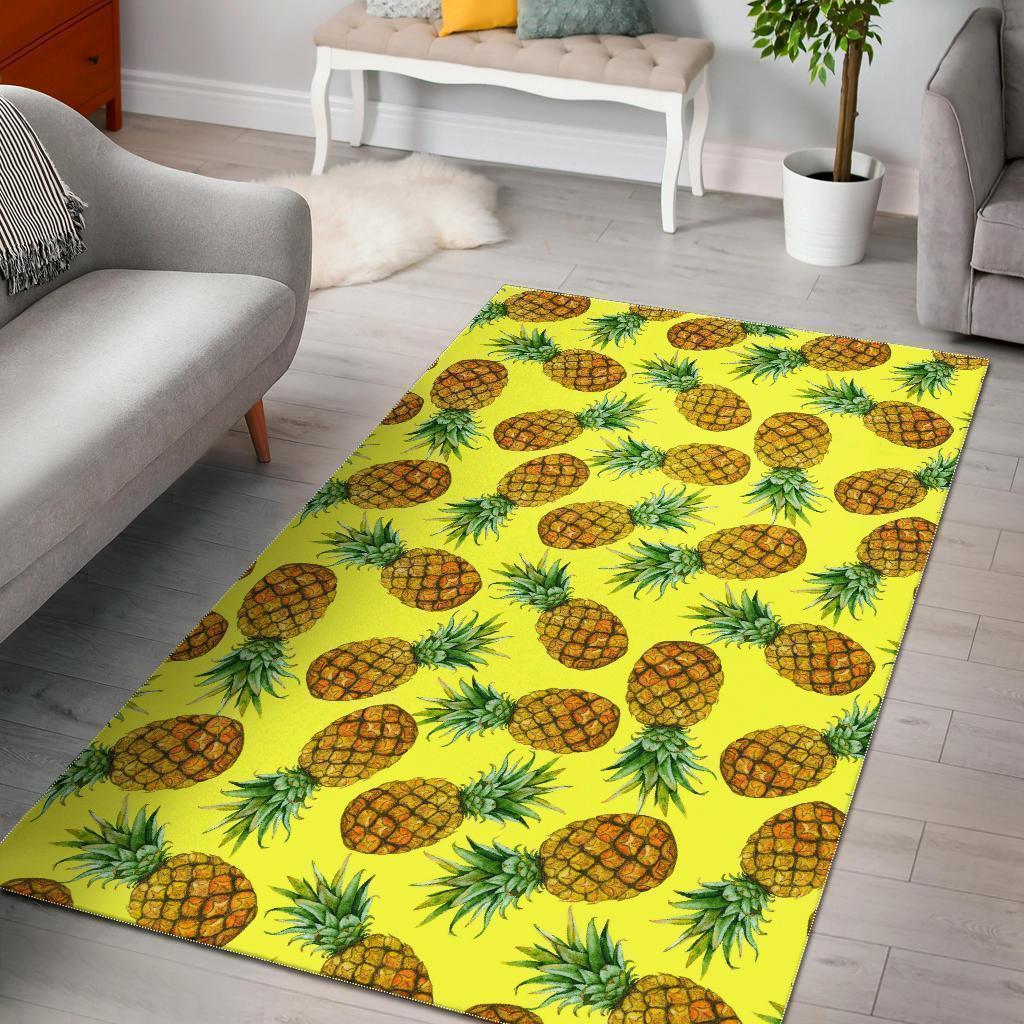 Pastel Yellow Pineapple Pattern Print Area Rug