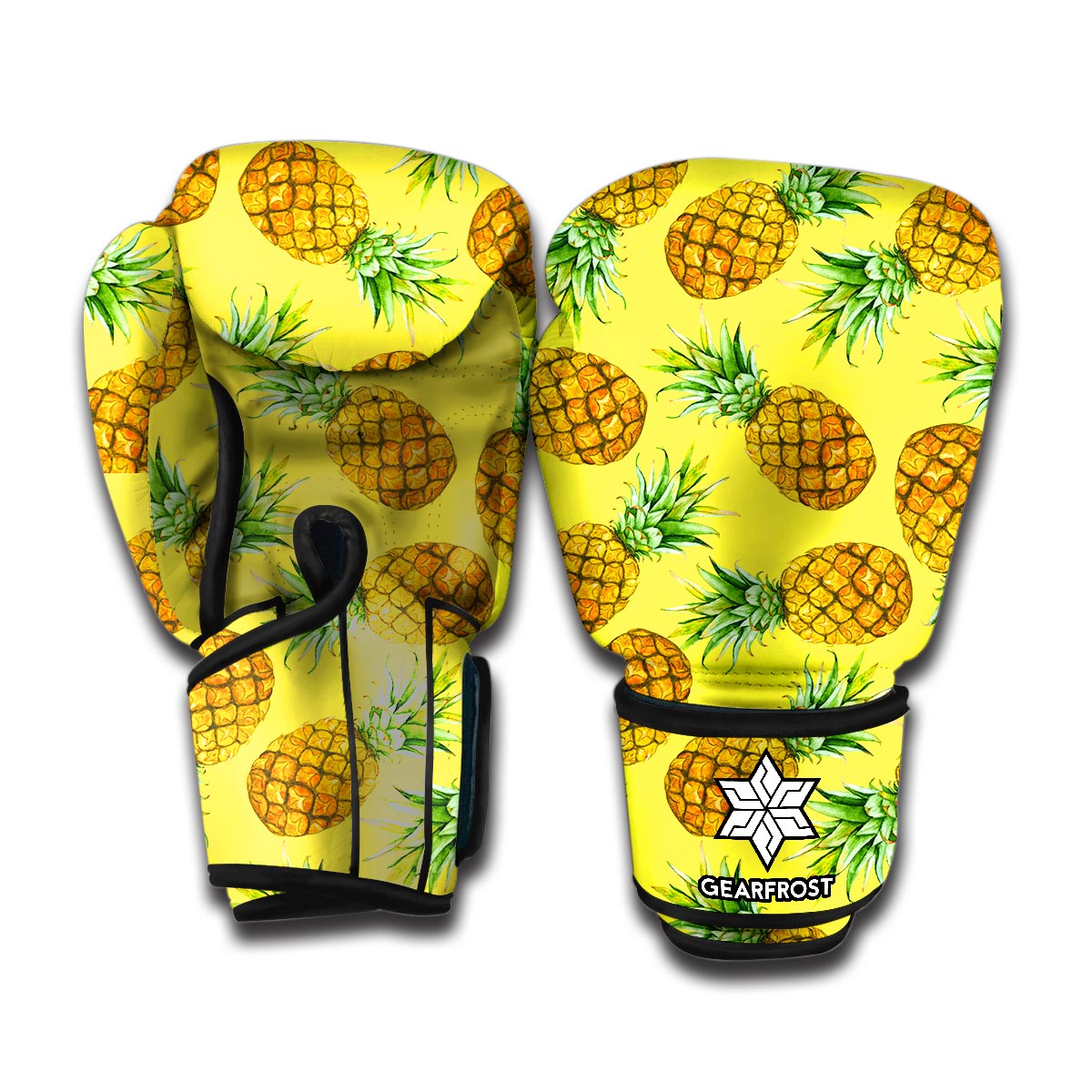 Pastel Yellow Pineapple Pattern Print Boxing Gloves