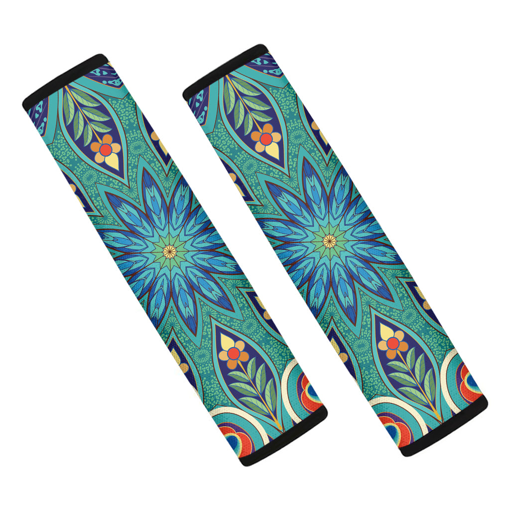 Peacock Feather Floral Pattern Print Car Seat Belt Covers