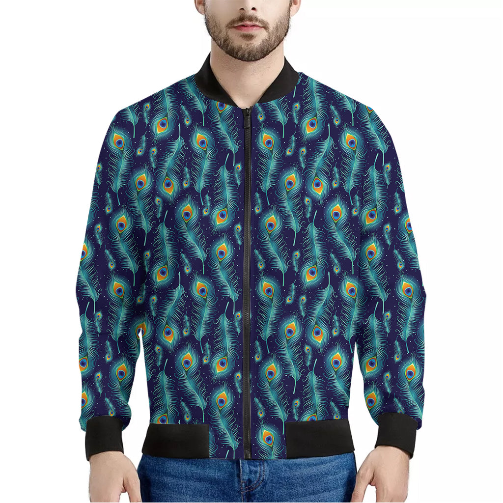 Peacock Feather Pattern Print Men's Bomber Jacket