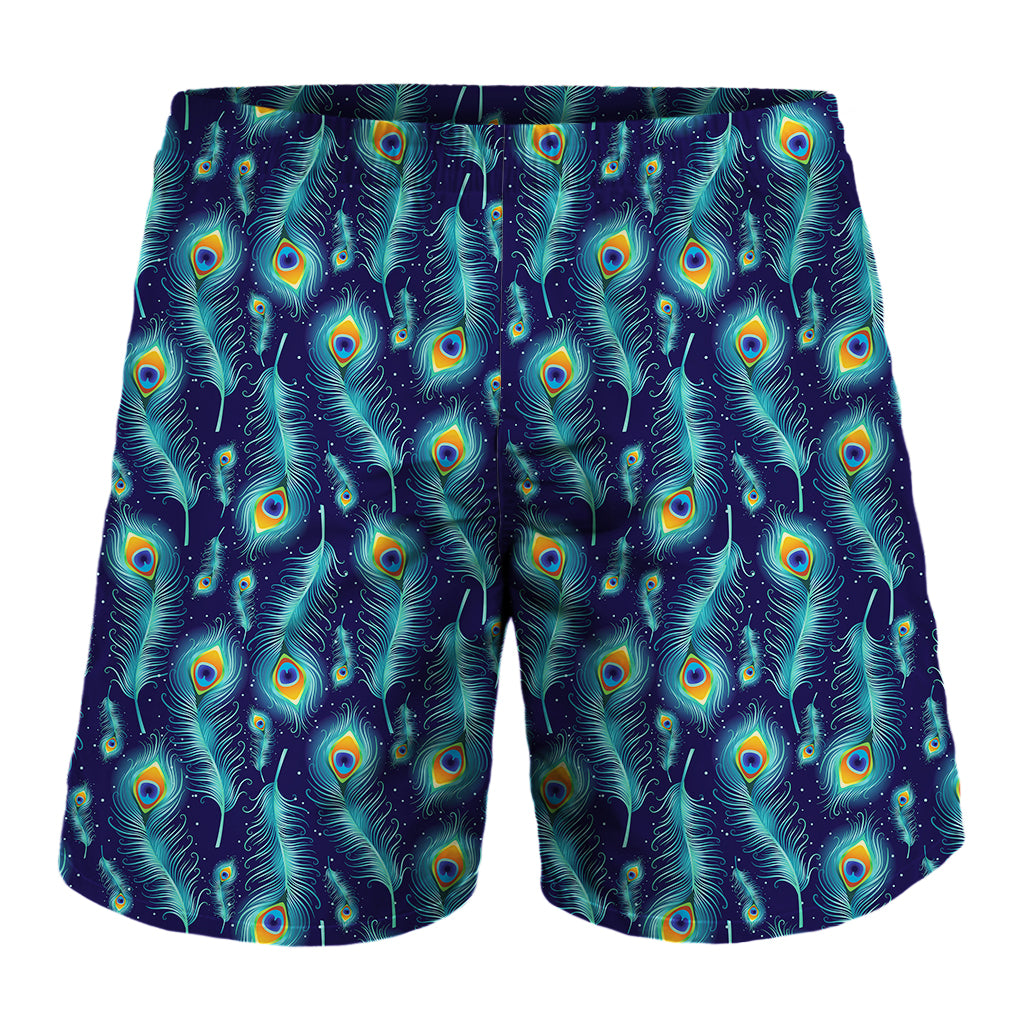 Peacock Feather Pattern Print Men's Shorts