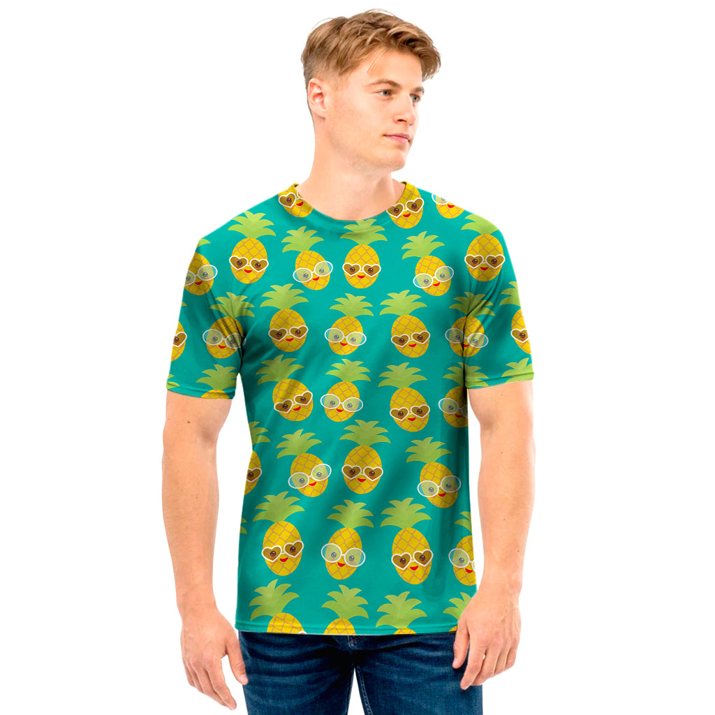 Pineapple Emoji Pattern Print Men's T-Shirt