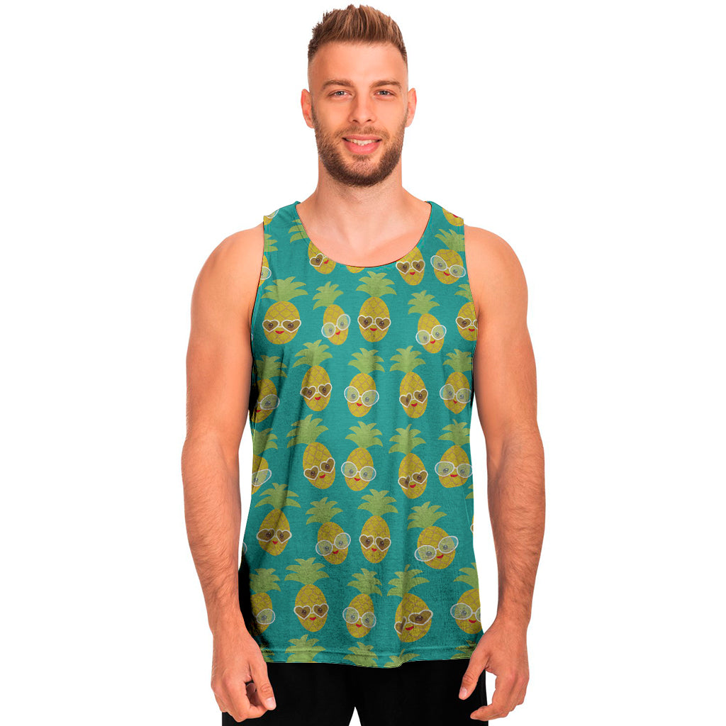 Pineapple Emoji Pattern Print Men's Tank Top