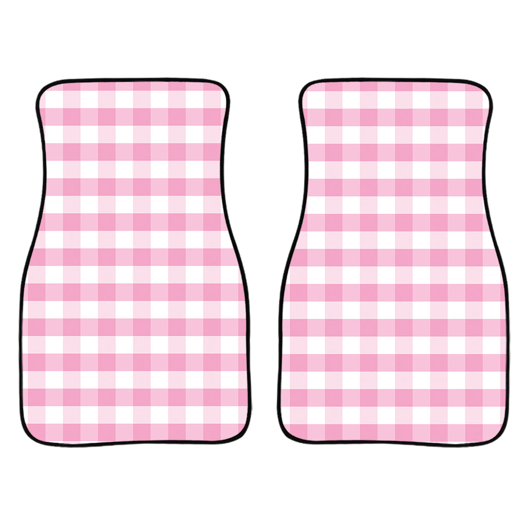Pink And White Gingham Pattern Print Front Car Floor Mats