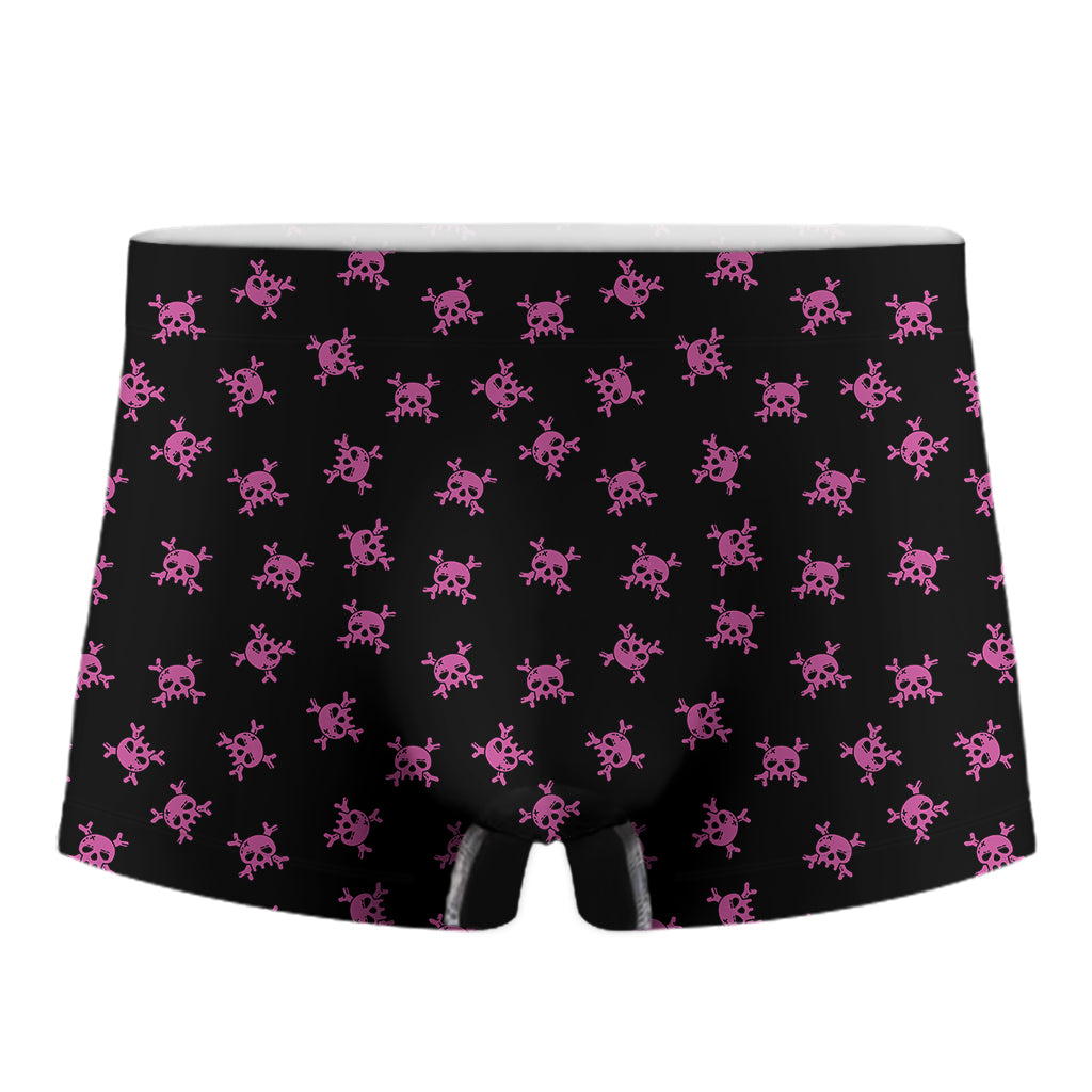 Pink Emo Skull Pattern Print Men's Boxer Briefs