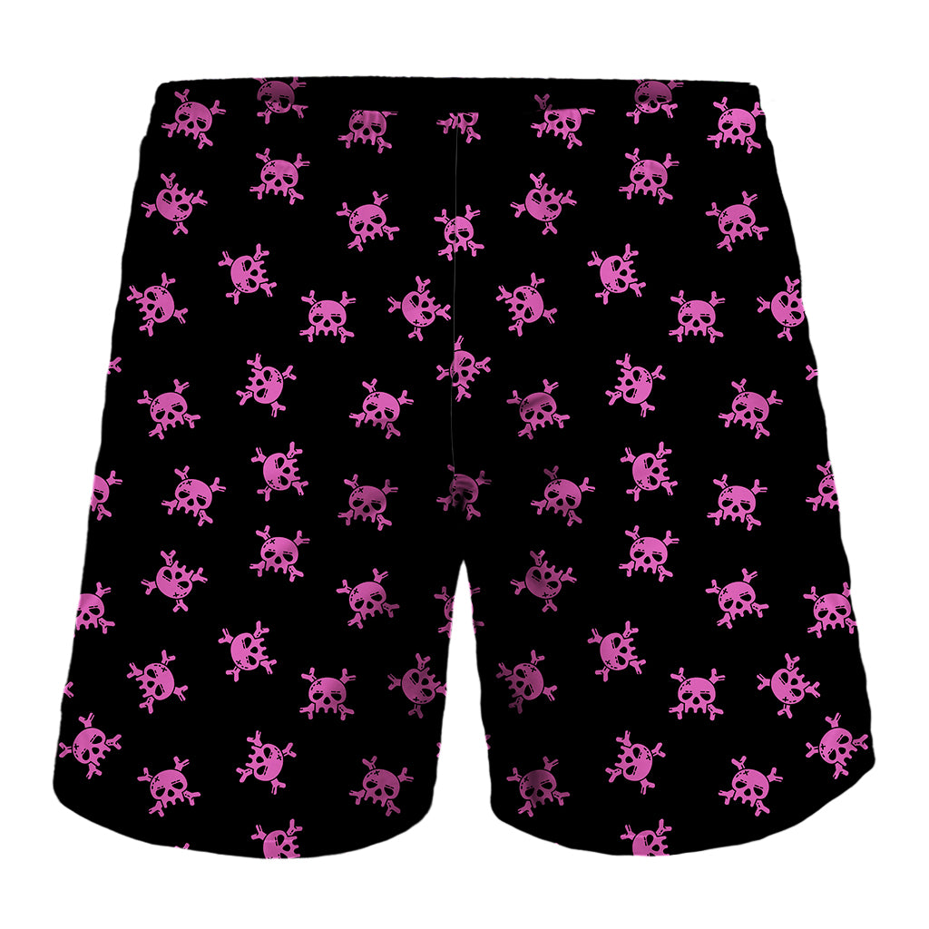 Pink Emo Skull Pattern Print Men's Shorts