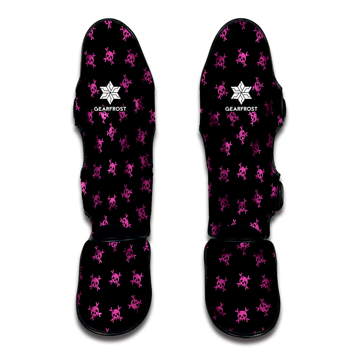 Pink Emo Skull Pattern Print Muay Thai Shin Guards