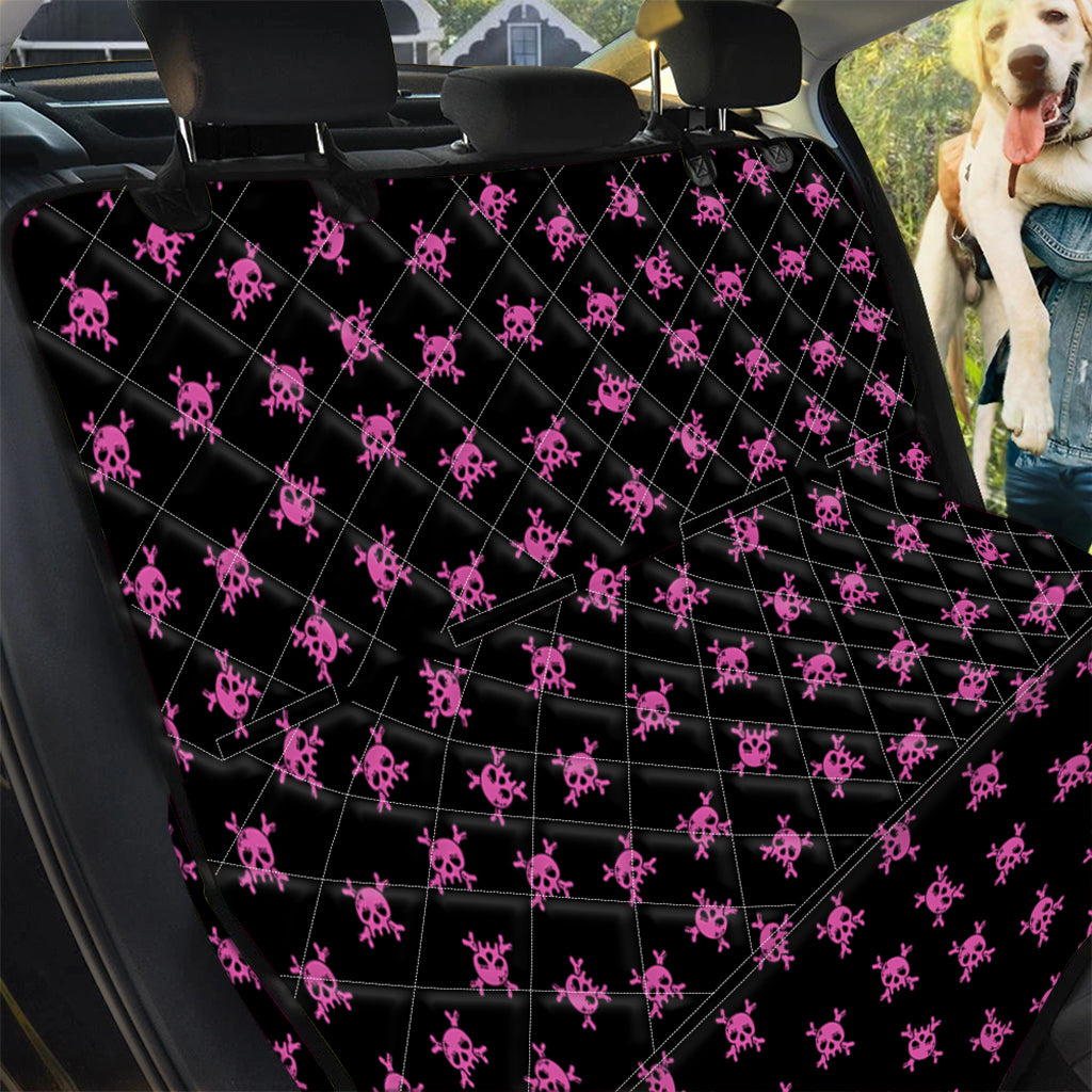 Pink Emo Skull Pattern Print Pet Car Back Seat Cover