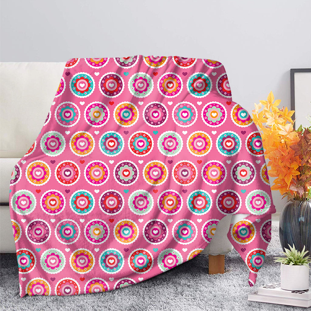 Pink Girly Flower Pattern Print Blanket