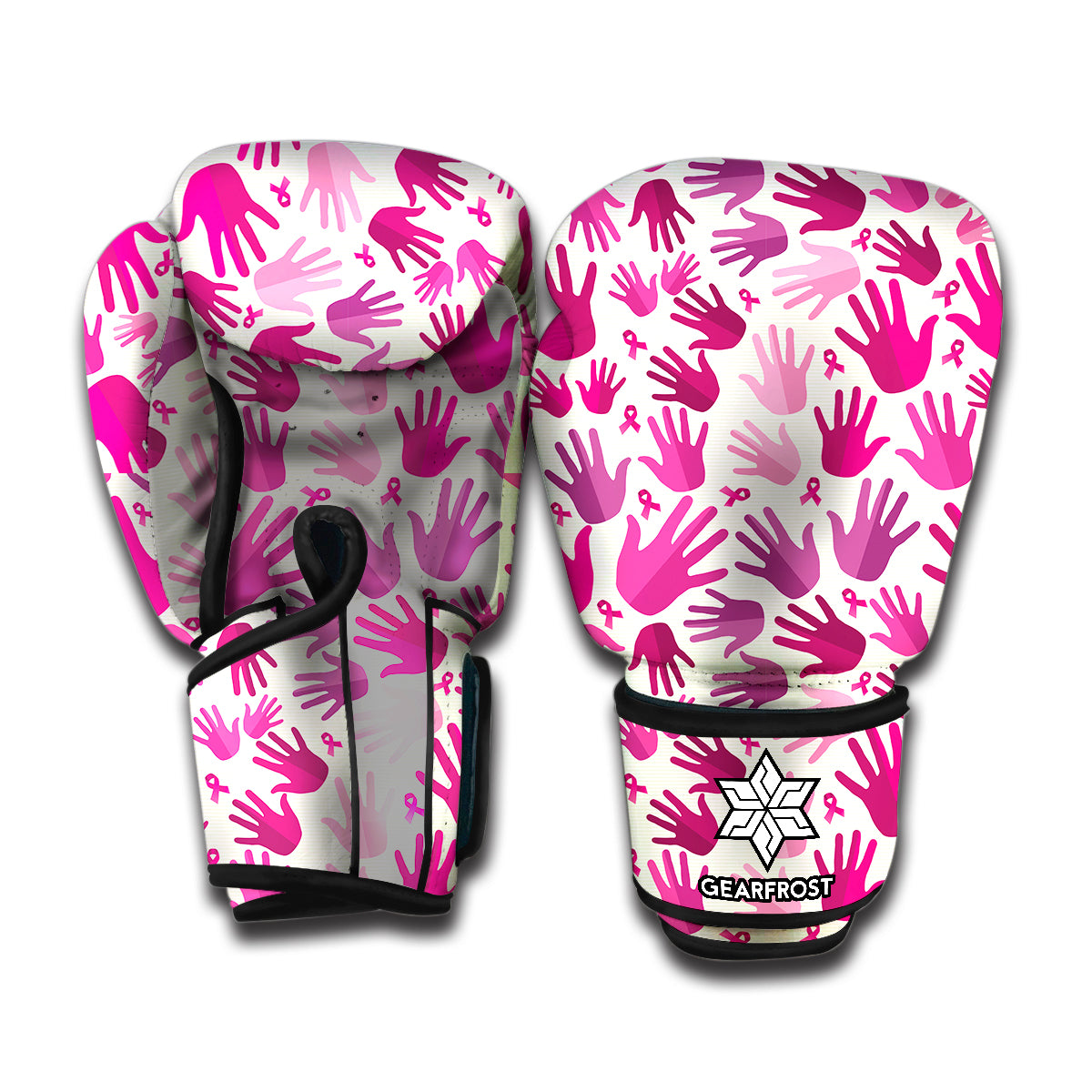 Pink Hand Breast Cancer Pattern Print Boxing Gloves