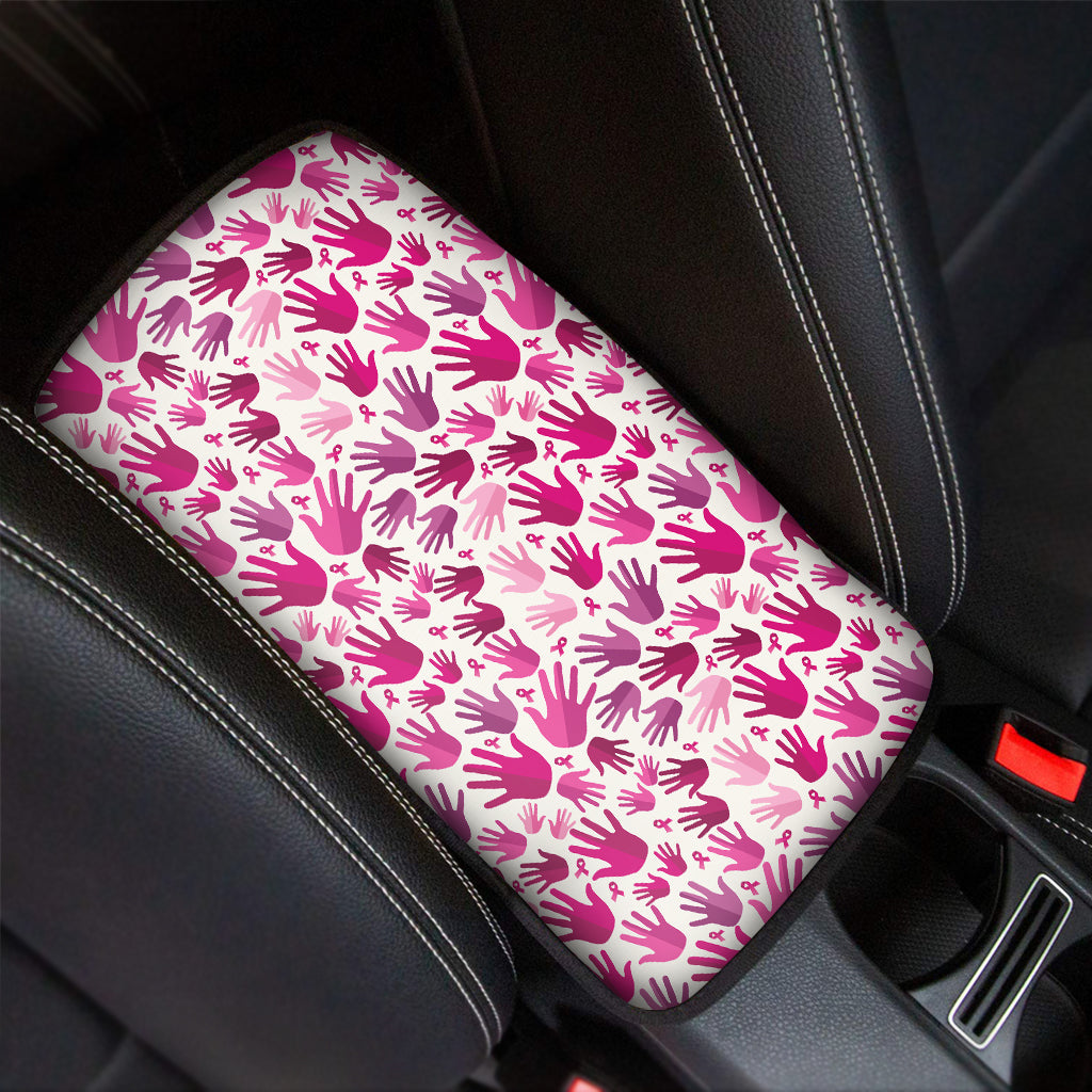 Pink Hand Breast Cancer Pattern Print Car Center Console Cover