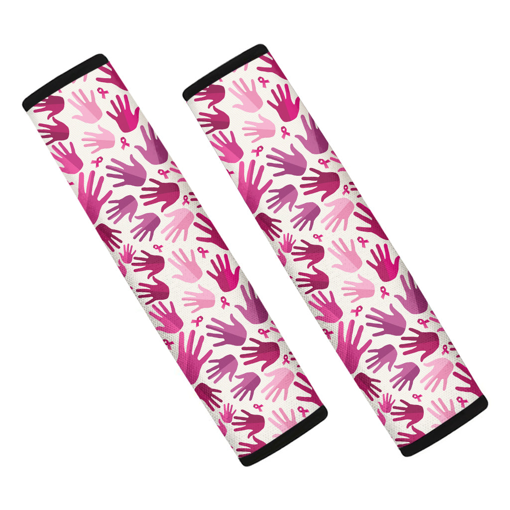 Pink Hand Breast Cancer Pattern Print Car Seat Belt Covers