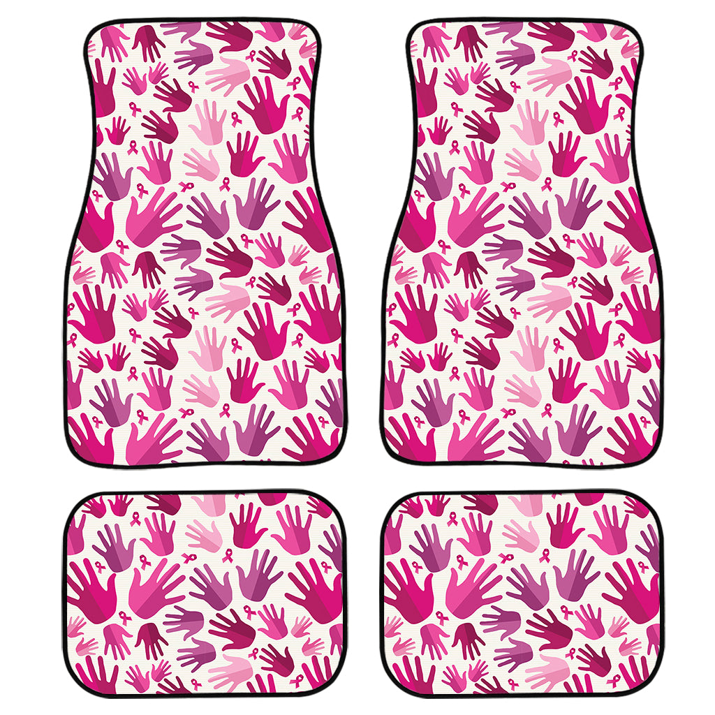 Pink Hand Breast Cancer Pattern Print Front and Back Car Floor Mats