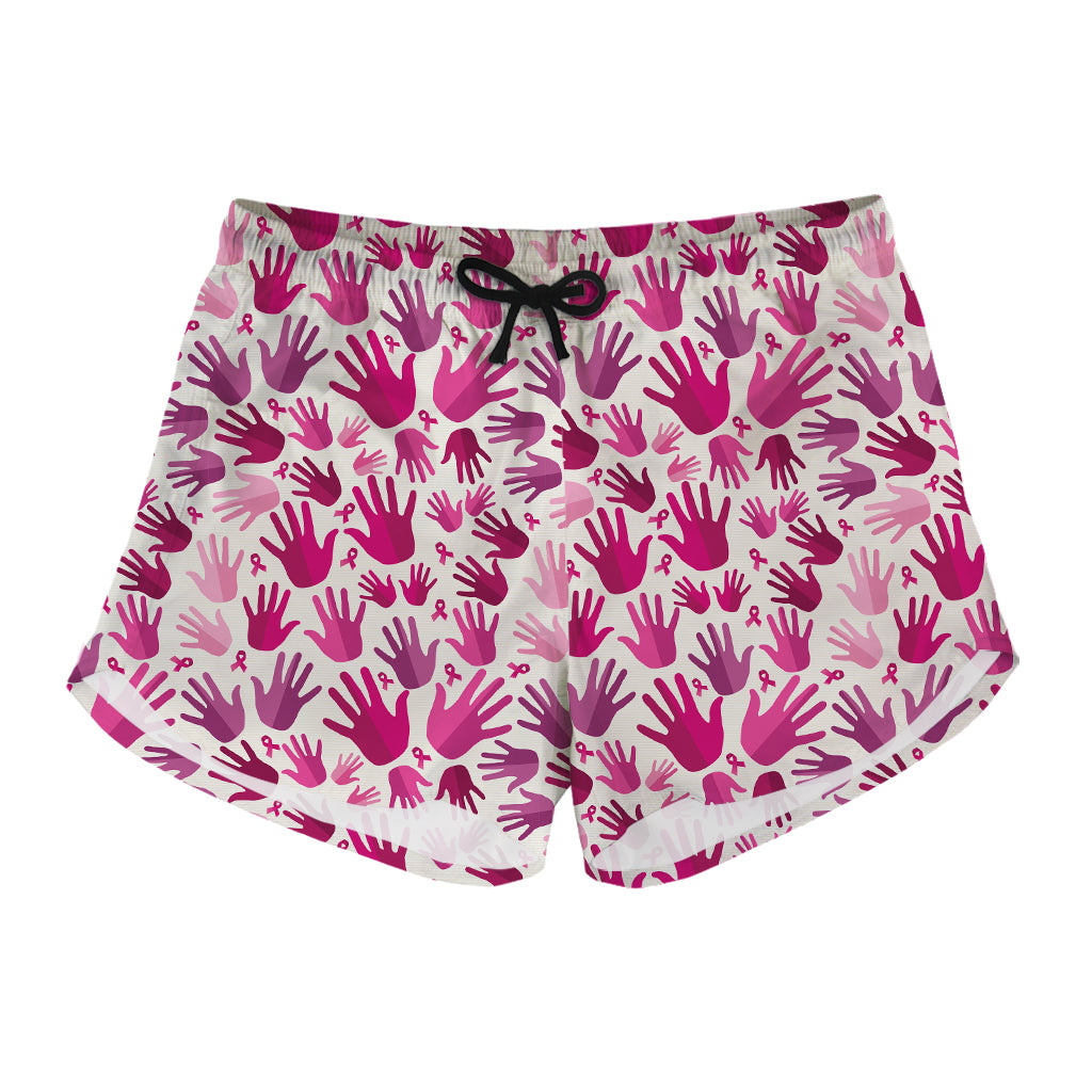Pink Hand Breast Cancer Pattern Print Women's Shorts